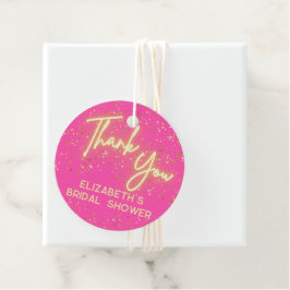 Etiquetas Para Recuerdos Moderno Purpurina Neon Glow Hot Pink Gracias Scrip