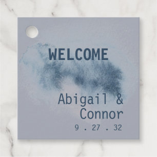Etiquetas Para Recuerdos Moderno Resumen Slate Blue Gray Mist Watercolor Gi