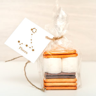 Etiquetas Para Recuerdos Moderno Rótulo Zodiaco Gold Pisces Agua de eleme