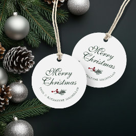 Etiquetas Para Recuerdos Modernos Navidades elegantes Pine Greenery