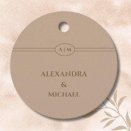 Etiquetas Para Recuerdos Monogram Taupe Christian Wedding Thank You