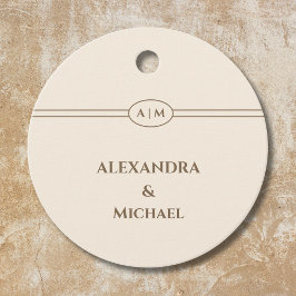 Etiquetas Para Recuerdos Monogram Taupe Christian Wedding Thank You