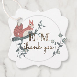 Etiquetas Para Recuerdos Monograma de ardilla del bosque rústico Gracias