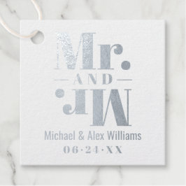 Etiquetas Para Recuerdos Monograma de boda de Sr y Sr para dos novios en or