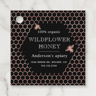 Etiquetas Para Recuerdos monograma de oro de rosa metálico de honeycomb