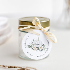 Etiquetas Para Recuerdos Monograma de Verdor de Calabaza de Otoño Blanco