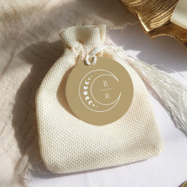 Etiquetas Para Recuerdos Monograma dorado Boda de monograma celeste