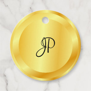 Etiquetas Para Recuerdos Monograma elegante de moda Faux Gold Metallic