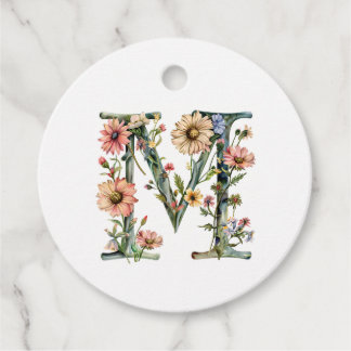Etiquetas Para Recuerdos Monograma Floral Letra M