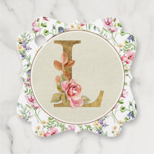 Etiquetas Para Recuerdos Monograma Floral Personalizado, De la A a la Z