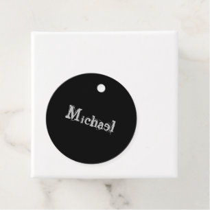 Etiquetas Para Recuerdos Monograma minimalista moderno nombre blanco negro