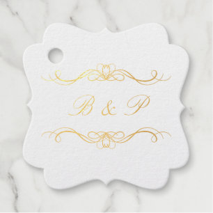 Etiquetas Para Recuerdos Monograma Moderno Elegante Corazones Remolino Boda