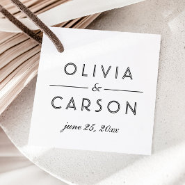 Etiquetas Para Recuerdos Monograma moderno Kraft y Boda negro