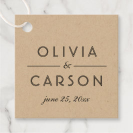 Etiquetas Para Recuerdos Monograma moderno Kraft y Boda negro