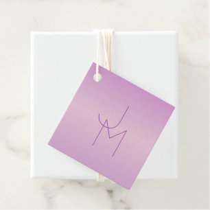 Etiquetas Para Recuerdos Monograma superpuesto único   Rosa lavanda suave