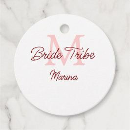 Etiquetas Para Recuerdos Monograma tribu de la novia rojo simple ducha de l