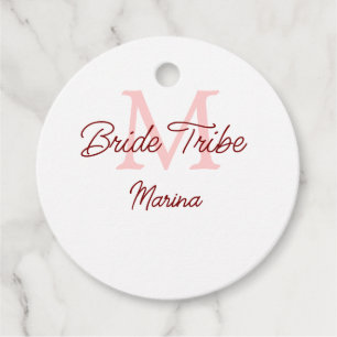 Etiquetas Para Recuerdos Monograma tribu de la novia rojo simple ducha de l