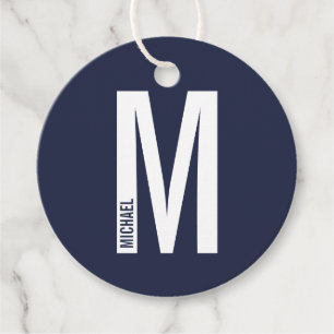 Etiquetas Para Recuerdos Monograma y nombre personalizados modernos en negr