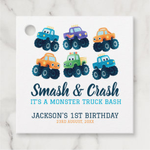 Etiquetas Para Recuerdos Monster Truck Boys Cute cumpleaños