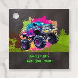 Etiquetas Para Recuerdos Monster Truck Neon Boy Birthday Party Gracias
