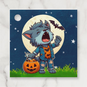 Etiquetas Para Recuerdos Monstruo de hombre lobo con calabaza