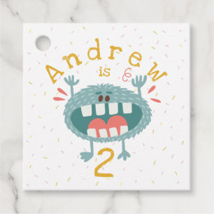 Etiquetas Para Recuerdos Monstruo Verde azulado personalizable