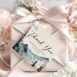 Etiquetas Para Recuerdos Montañas acuarelas y Bodas De Pines Gracias