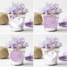 Morado Floral Mariposa Chica Baby Shower Gracias