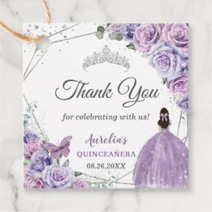 Etiquetas Para Recuerdos Morado Lilac Lavender Floral Quinceañera Princesa