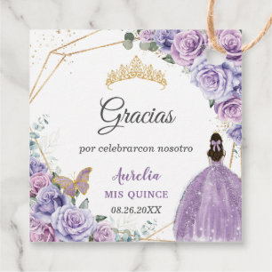 Etiquetas Para Recuerdos Morado Lilac Lavender Floral Quinceañera Princesa