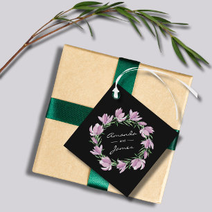 Etiquetas Para Recuerdos Morado Magnolia Floral acuarela