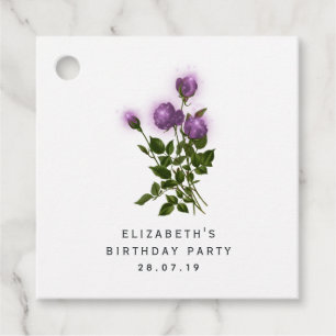 Etiquetas Para Recuerdos Morado y Floral de marfil