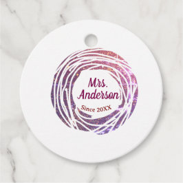 Etiquetas Para Recuerdos Mrs name pink mauve border since year wedding brid