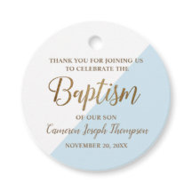Muchacho bebé bautizo moderno azul moderno gracias