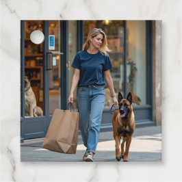 Etiquetas Para Recuerdos Mujer con camiseta de cuello redondo azul oscuro