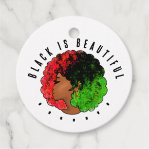 Etiquetas Para Recuerdos Mujer niña negra panafricana orgullo afro verde ro
