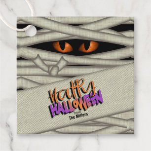 Etiquetas Para Recuerdos Mummy Eyes Halloween Naranja ID685
