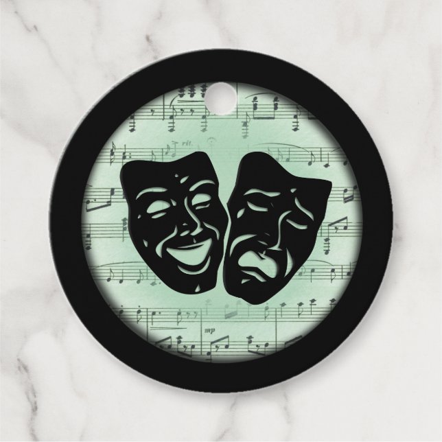 Etiquetas Para Recuerdos Música verde y máscaras griegas de teatro (Anverso)