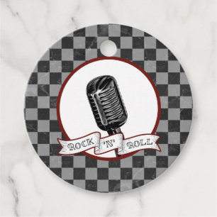 Etiquetas Para Recuerdos Músico retro de rock y Fiesta de rollo