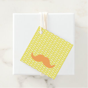 Etiquetas Para Recuerdos Mustache Retro Him Naranja Blanco Amarillo Diversi