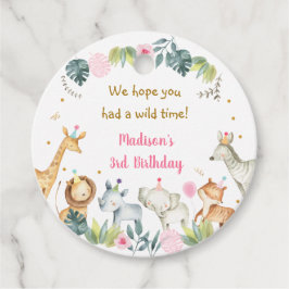 Etiquetas Para Recuerdos Nacimiento animal del Fiesta Safari Rosa