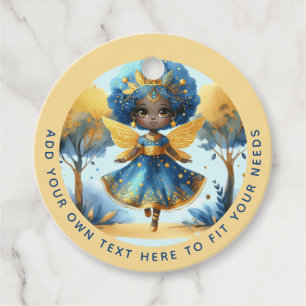 Etiquetas Para Recuerdos Nacimiento de un hada africana Princesa Verde azul