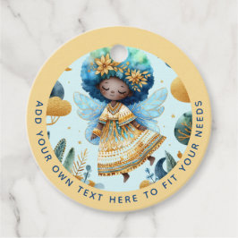 Etiquetas Para Recuerdos Nacimiento de un hada africana Princesa Verde azul
