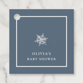 Etiquetas Para Recuerdos Nany Blue Modern Snowflake Baby Shower