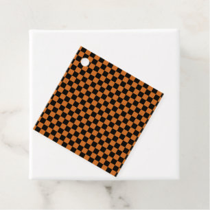 Etiquetas Para Recuerdos Naranja Black Checkers
