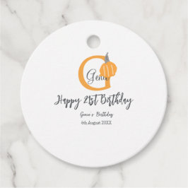 Etiquetas Para Recuerdos Naranja calabaza otoño cumpleaños 21 gris pastel o