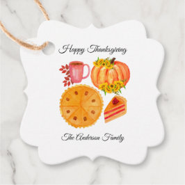 Etiquetas Para Recuerdos Naranja de Acción de Gracias de Calabaza Blanco