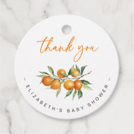 Etiquetas Para Recuerdos Naranja de cítricos botánicos Baby Shower Gracias