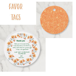 Etiquetas Para Recuerdos naranja de flores silvestres ducha de bebéEtiqueta