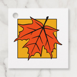 Etiquetas Para Recuerdos Naranja de hoja de arce de otoño
